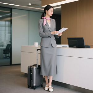 開叉中長(zhǎng)裙職業(yè)裝西服套裝定制加領(lǐng)結(jié)300